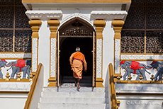 Hindu Priester auf dem Weg in den Tempel