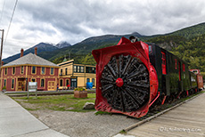 Die alte Zugmaschine der White Pass and Yukon Route Railroad in Skagway, Alaska