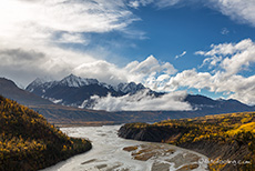 Matanuska River and Chugach Mountains, Glenn Highway, Alaska
