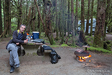 unsere Campsite am Green Point Campingplatz am Long Beach, Vancouver Island