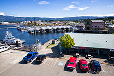Blick vom Turm über den Hafen von Port Alberni, Vancouver Island