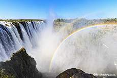 Auch am Ende der Schlucht gab es einen Doppelregenbogen, Victoriafällen, Vicfalls, Zimbabwe