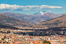 Aussicht auf Cusco mit dem Gipfel des Ausangate