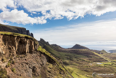 Aussicht auf Staffin Bay vom Quiraing