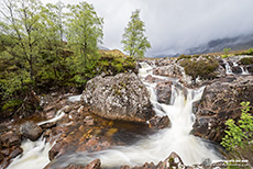 Etive Mor Wasserfall, Glen Etive, Schottland