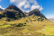 The Pass of Glen Coe mit Bergmassiv Bidean Nam Bian, Glencoe, Schottland