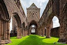 Ruine der Sweetheart Abbey, Dumfries and Galloway, Schottland