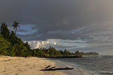 Unser privater Strand am Villas du Voyageur, Praslin, Seychellen
