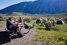 Gemütliches Frühstück auf der Campsite, Yellowstone Nationalpark