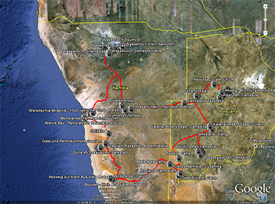 Route Namibia - Botswana - S&uuml;dafrika 2010