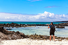 Chris @ work, Darwin Bay, Insel Genovesa, Galapagos Inseln