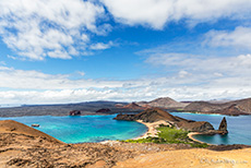 Blick auf die Nachbarinsel Santiago (Sullivan Bay), Insel Bartolomé, Galapagos Inseln