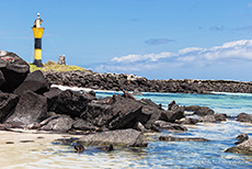 Leuchtfeuer auf Punta Suárez, Insel Espanola, Galapagos Inseln