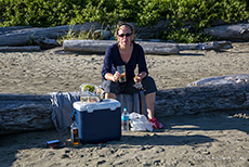 Andrea bei ihrer Lieblingsbeschäftigung, Long Beach