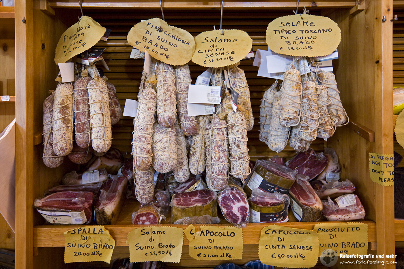 Salami und Schinken, Pienza, Italien, Toskana