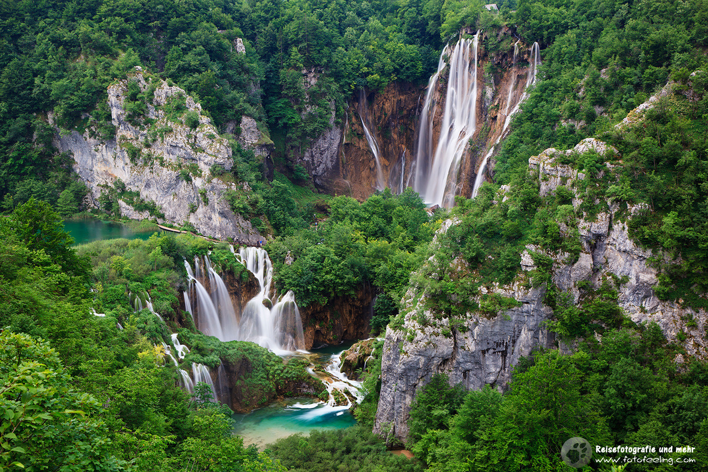 Blick vom Aussichtspunkt “Slap Plitvice”, Veliki slap, Großer Wasserfall
