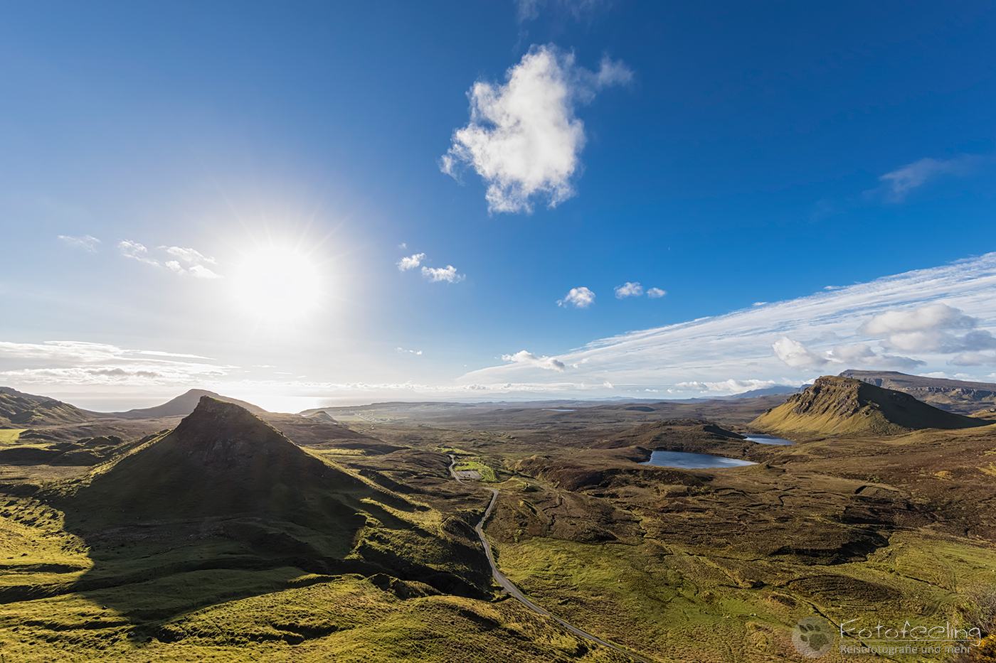 Aussicht vom Quiraing auf Staffin Bay