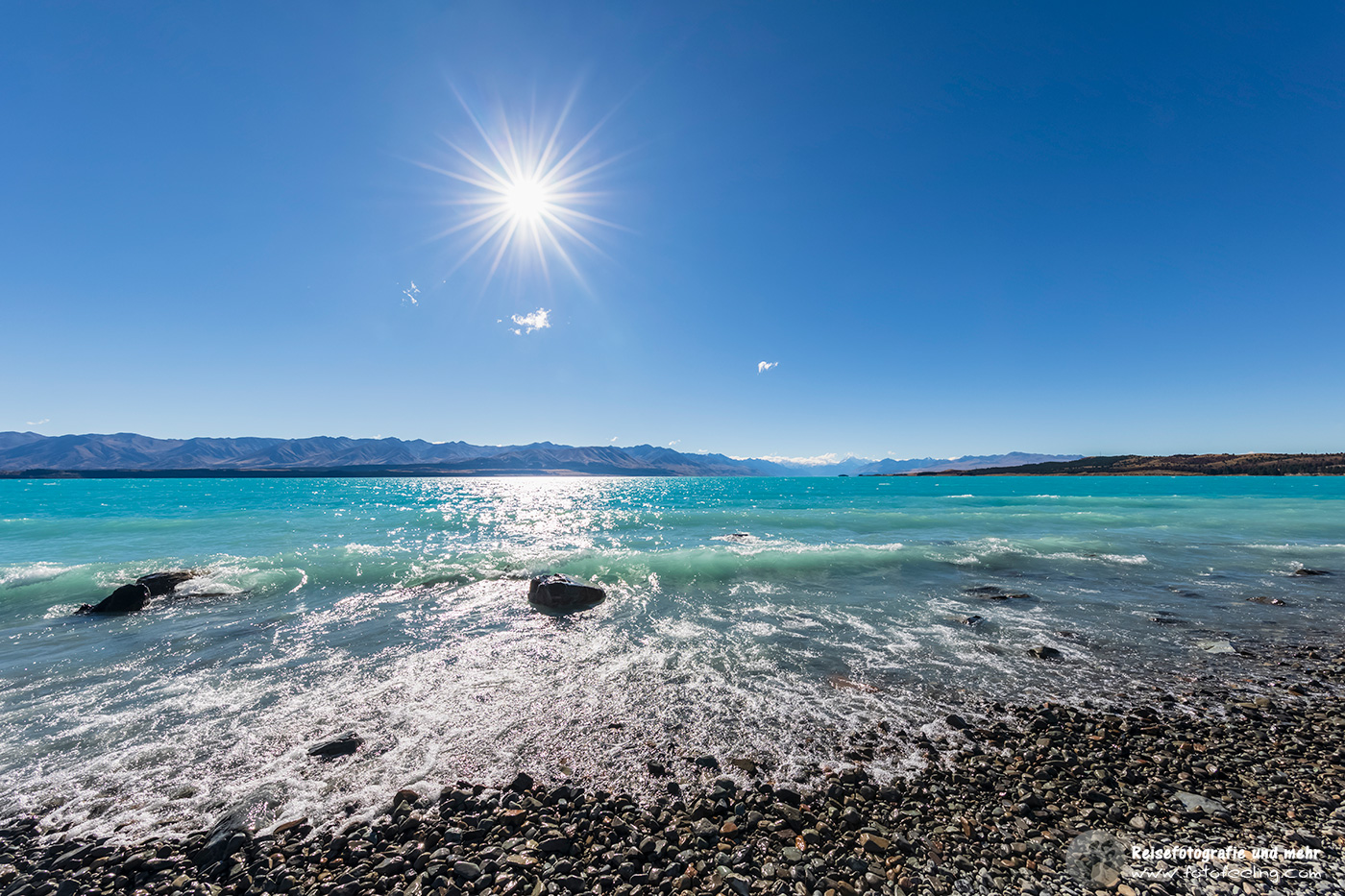 Lake Pukaki und Südalpen (Neuseeländischen Alpen) mit Aoraki/Mount Cook