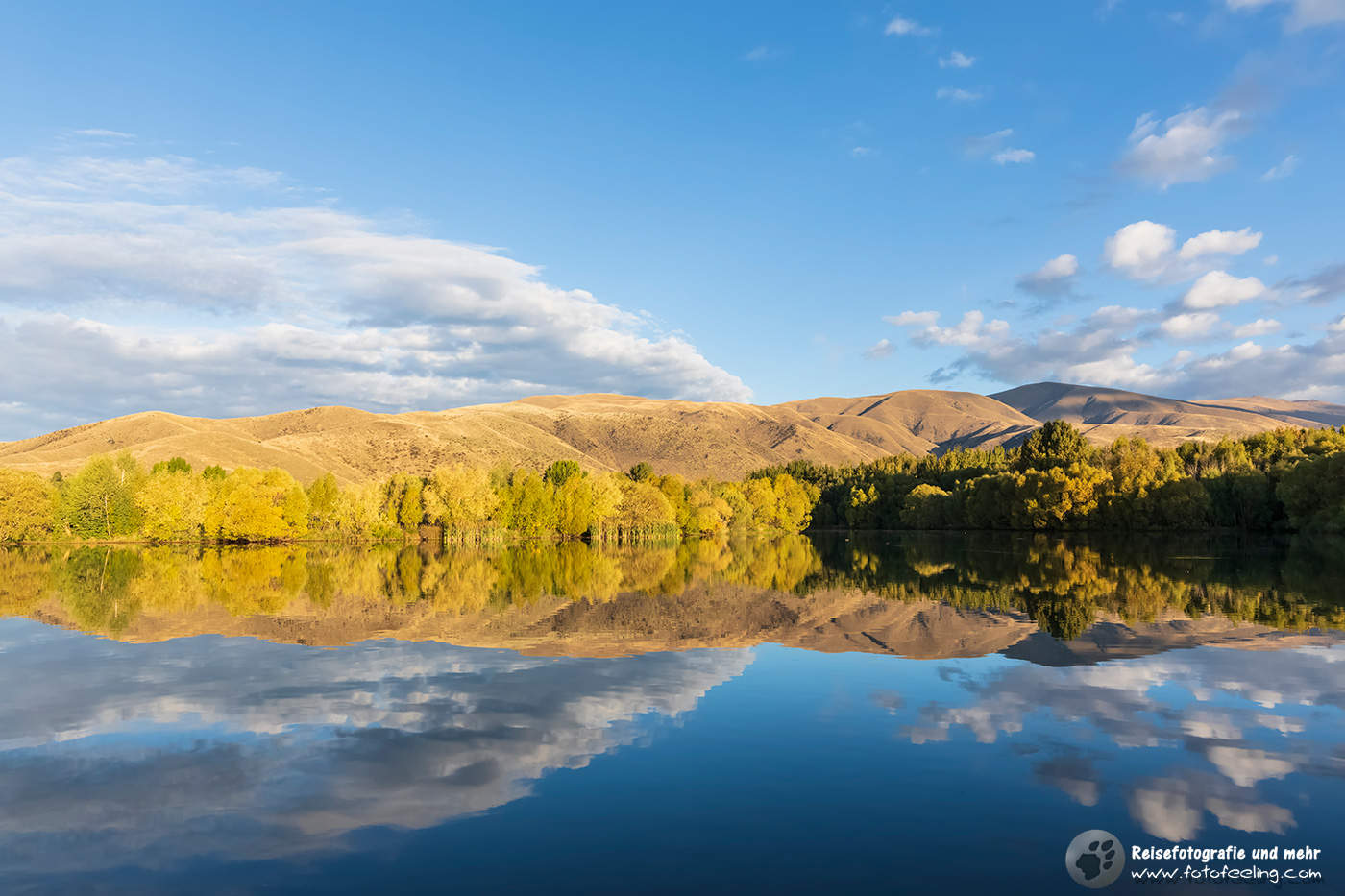 Wairepo Arm mit Laubbäumen im Herbstlaub