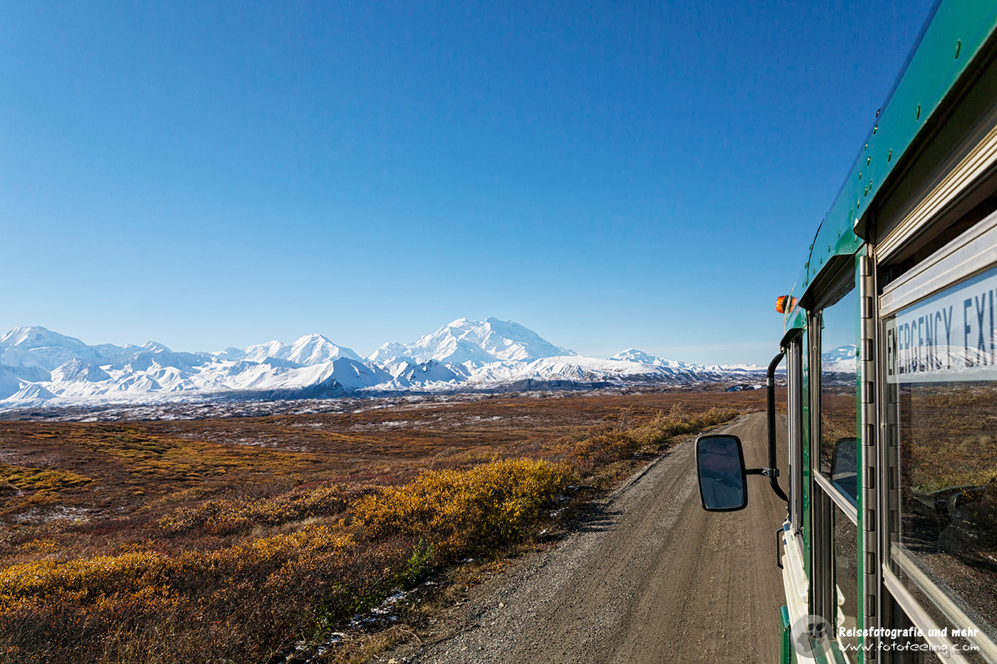 Busfahrt mit Blick auf den Denali