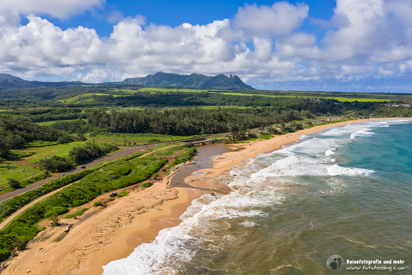 Multiuse Path (Ke Ala Hele Makalae), Kealia Beach, Aerial View