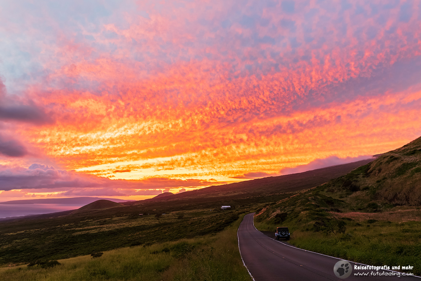 Piilani Highway im Sonnenuntergang