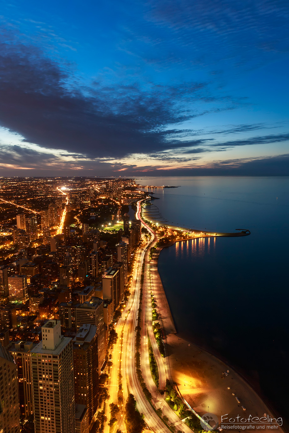 Aussicht vom John Hancock Tower, blaue Stunde