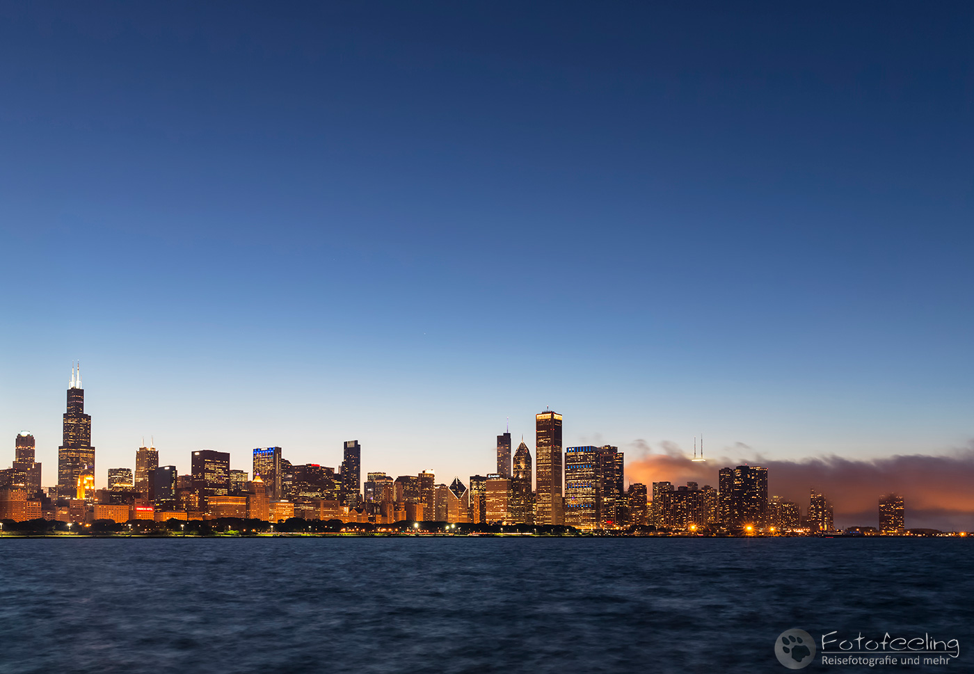 Skyline von Chicago, blaue Stunde