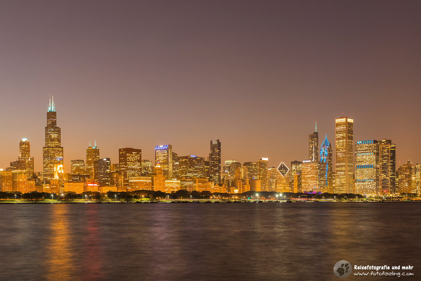 Skyline von Chicago zur Blauen Stunde