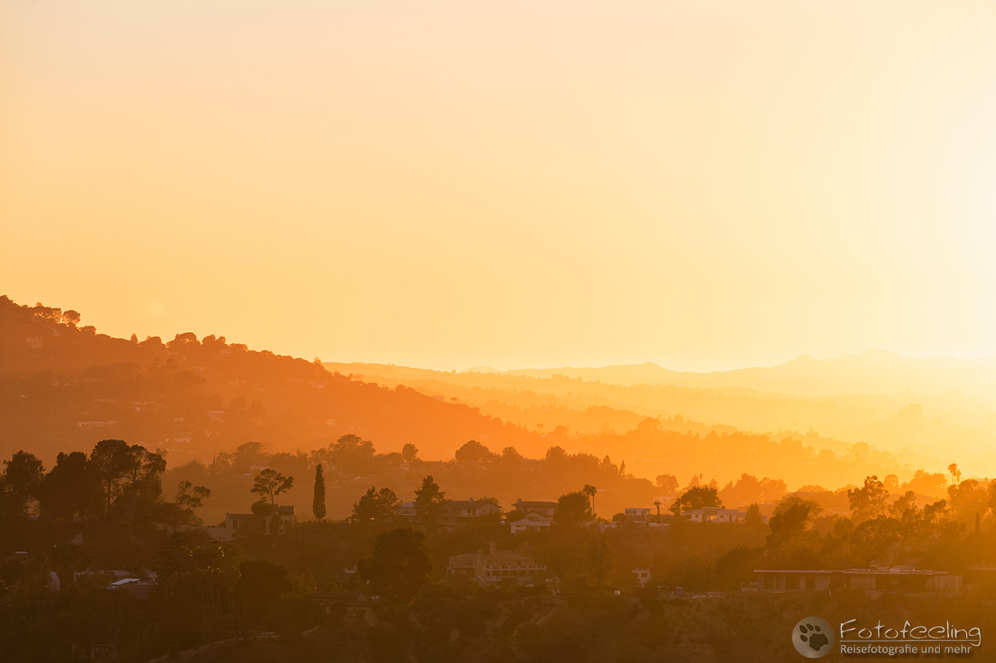 Sonnenuntergang über den Hollywood Hills