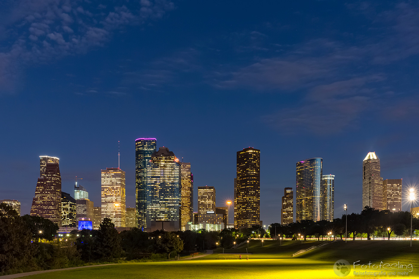 Skyline von Houston zur Blauen Stunde