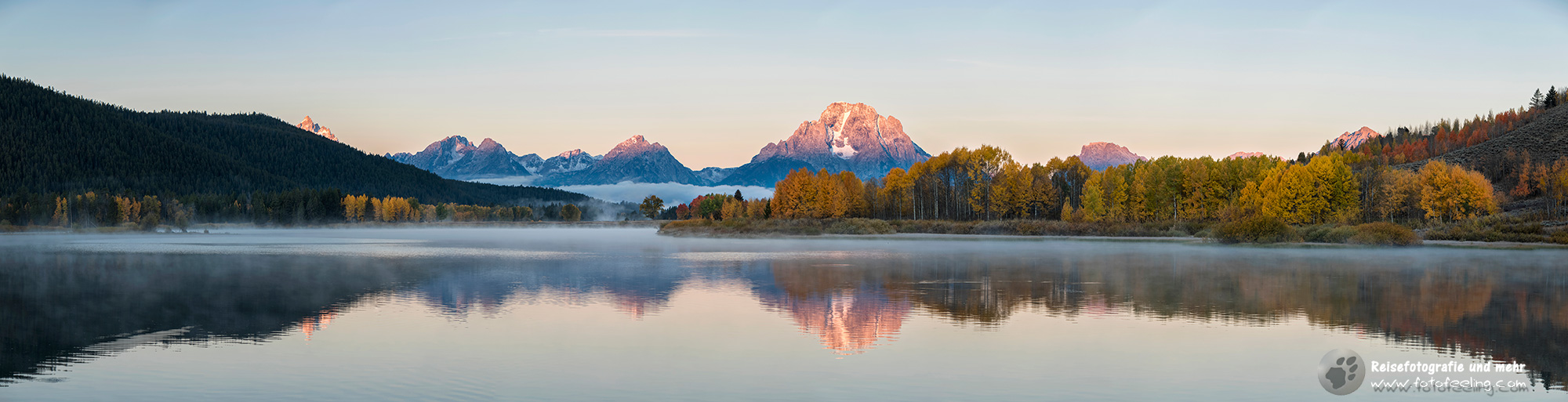 Oxbow Bend mit Mount Moran