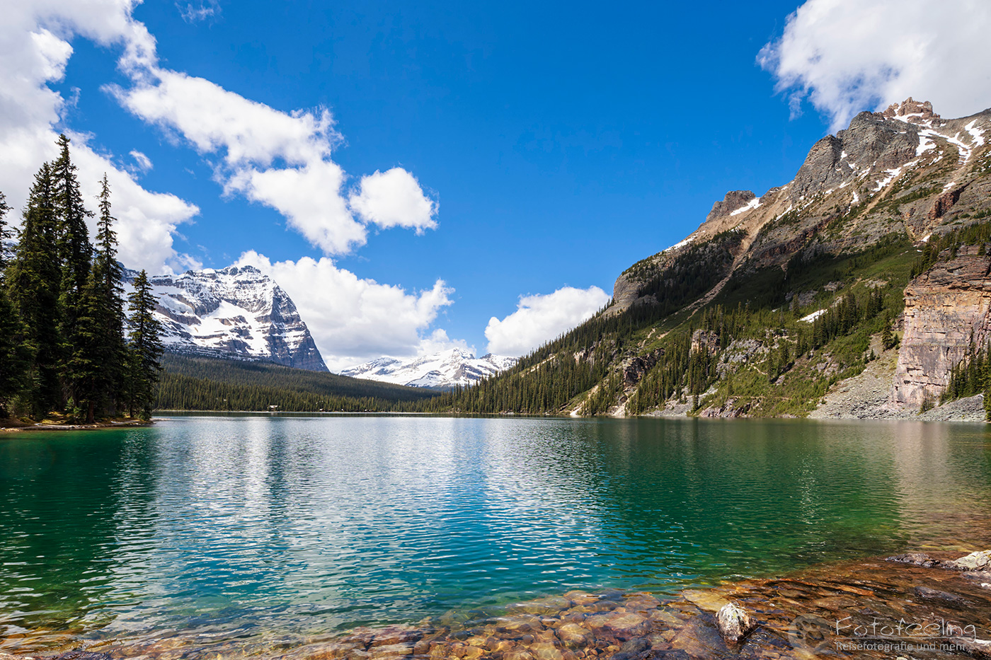 Lake O’Hara mit Mount Shaffer, Walter Feuz Peak, Odaray Mountain und Wiwaxy Peaks