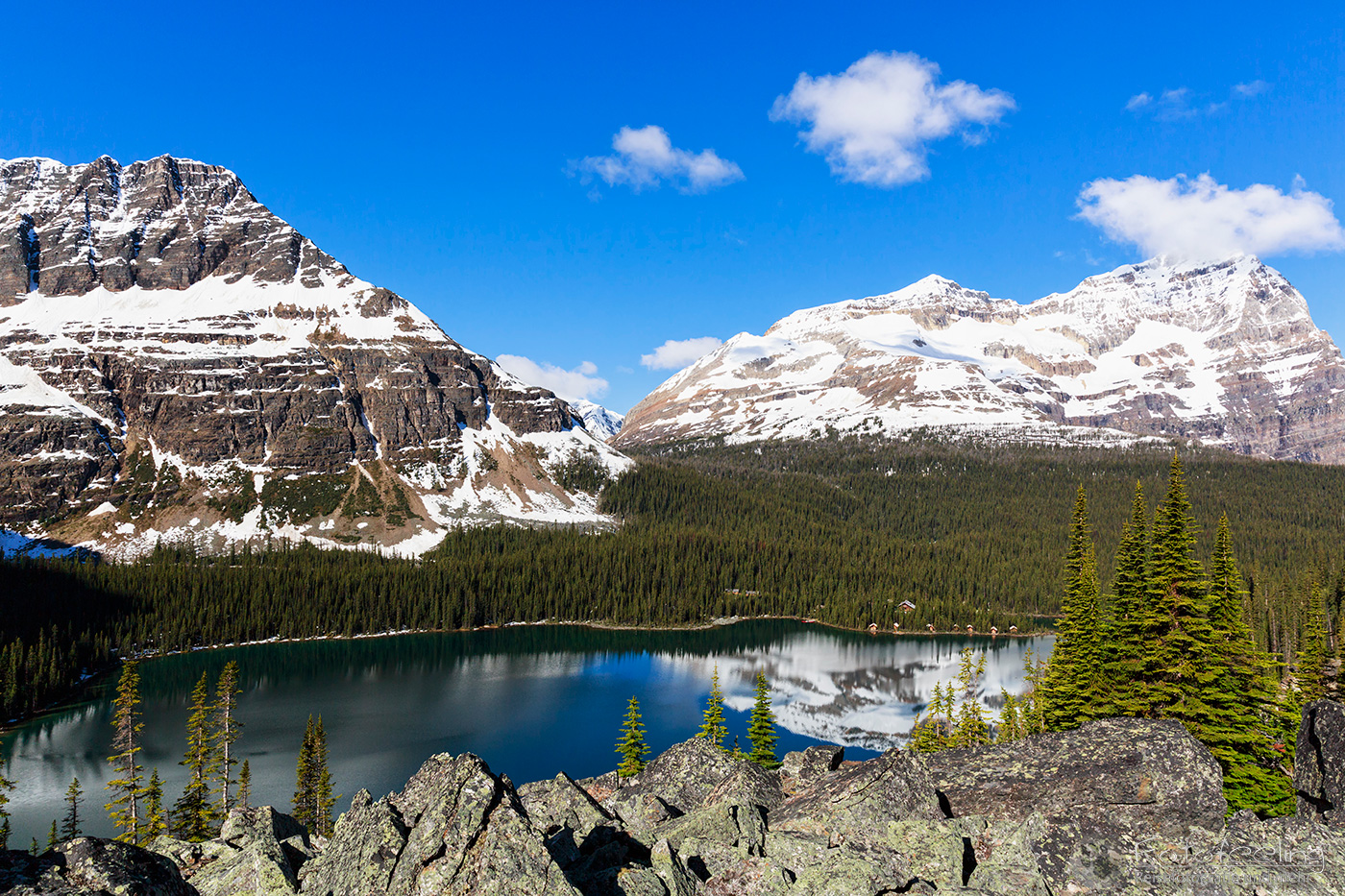 Lake O’Hara mit Mount Shaffer, Walter Feuz Peak und Odaray Mountain