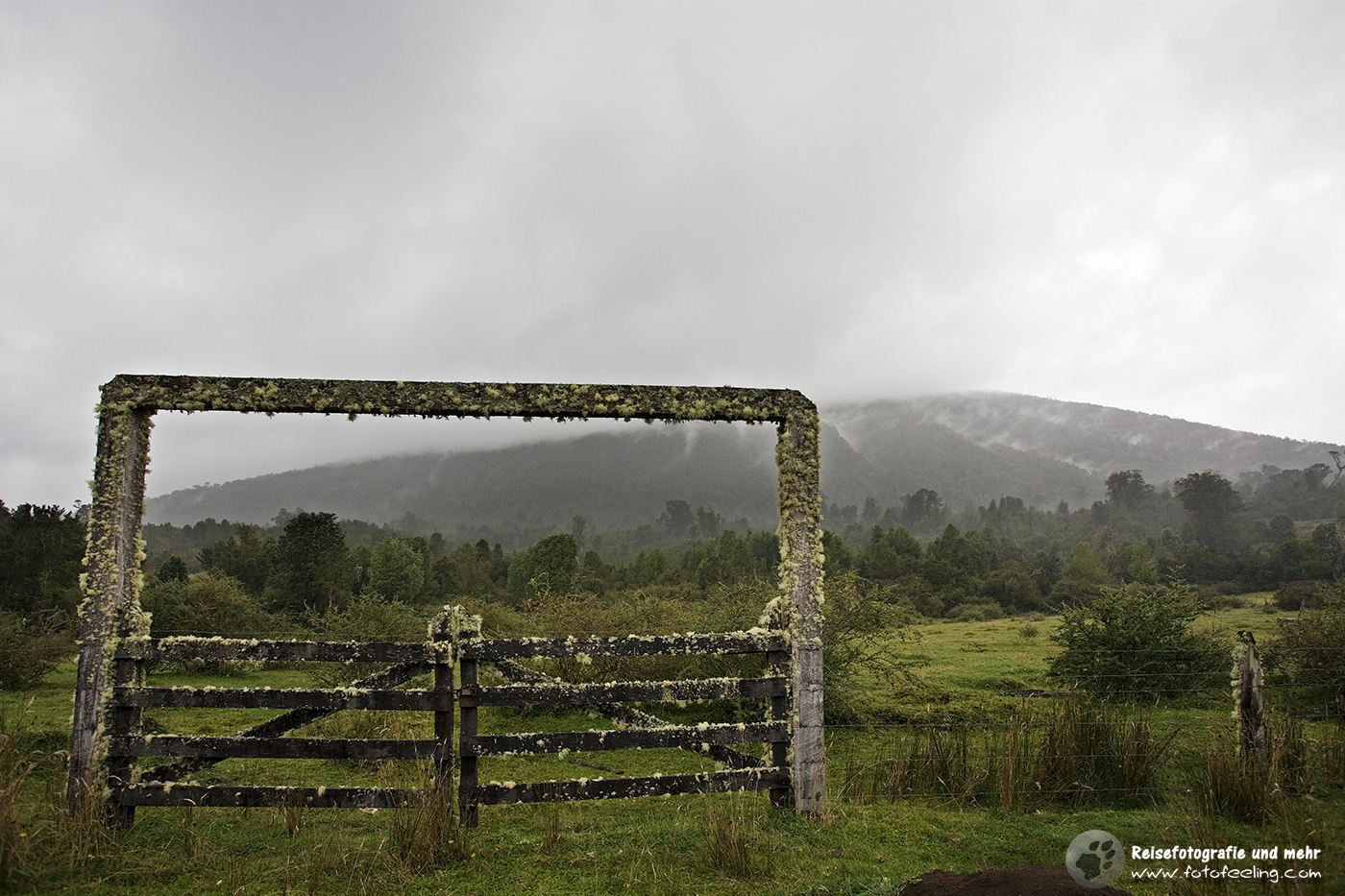 Farmtor auf dem Weg zum Nationalpark Hornopirén