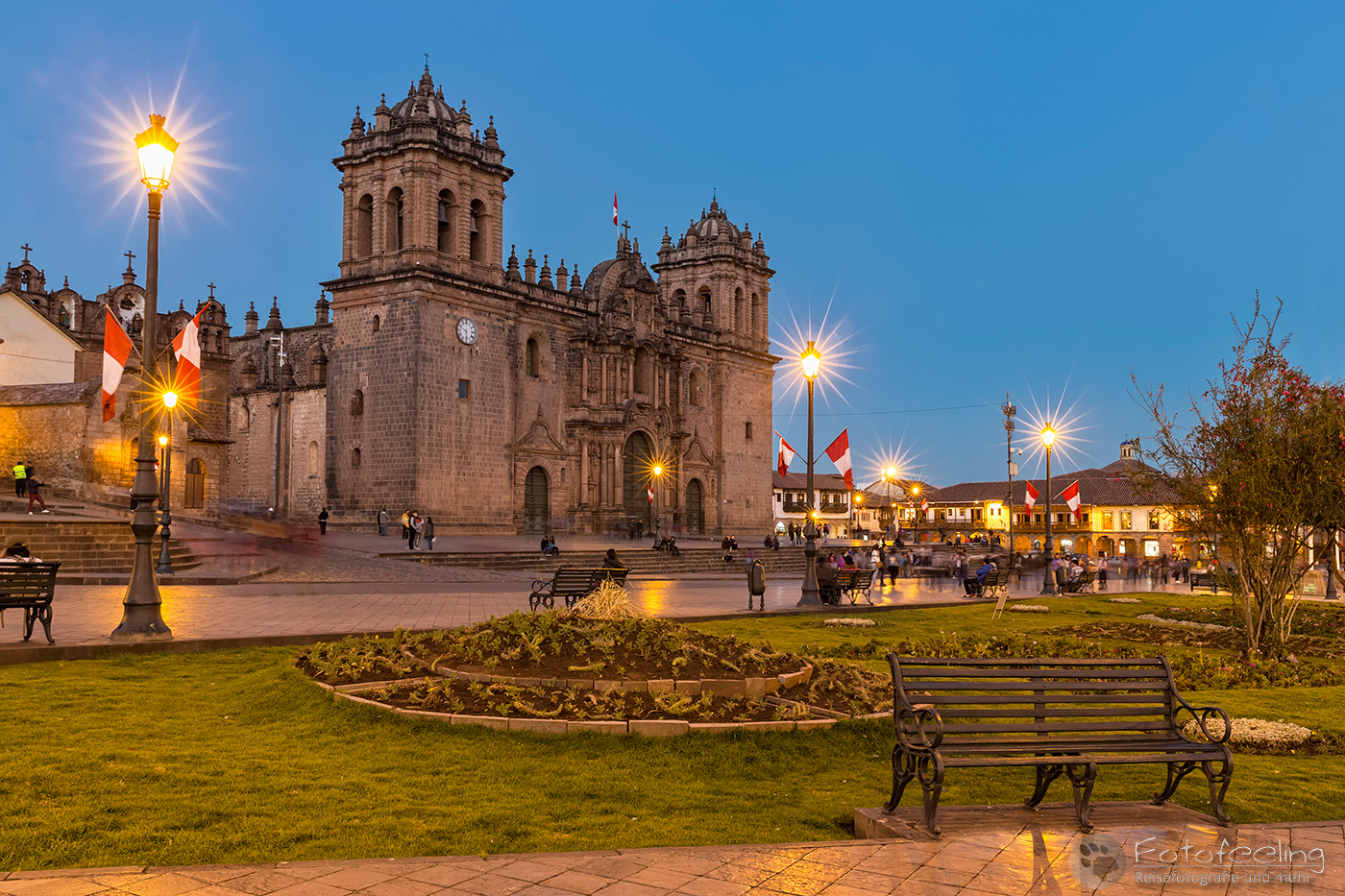 Kathedrale von Cusco (Cusco Cathedral, Catedral del Cuzco) zur Blauen Stunde