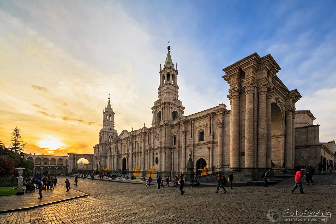 Cathedrale von Arequipa, (Catedral de Arequipa), Plaza de Armas, Sonnenuntergang