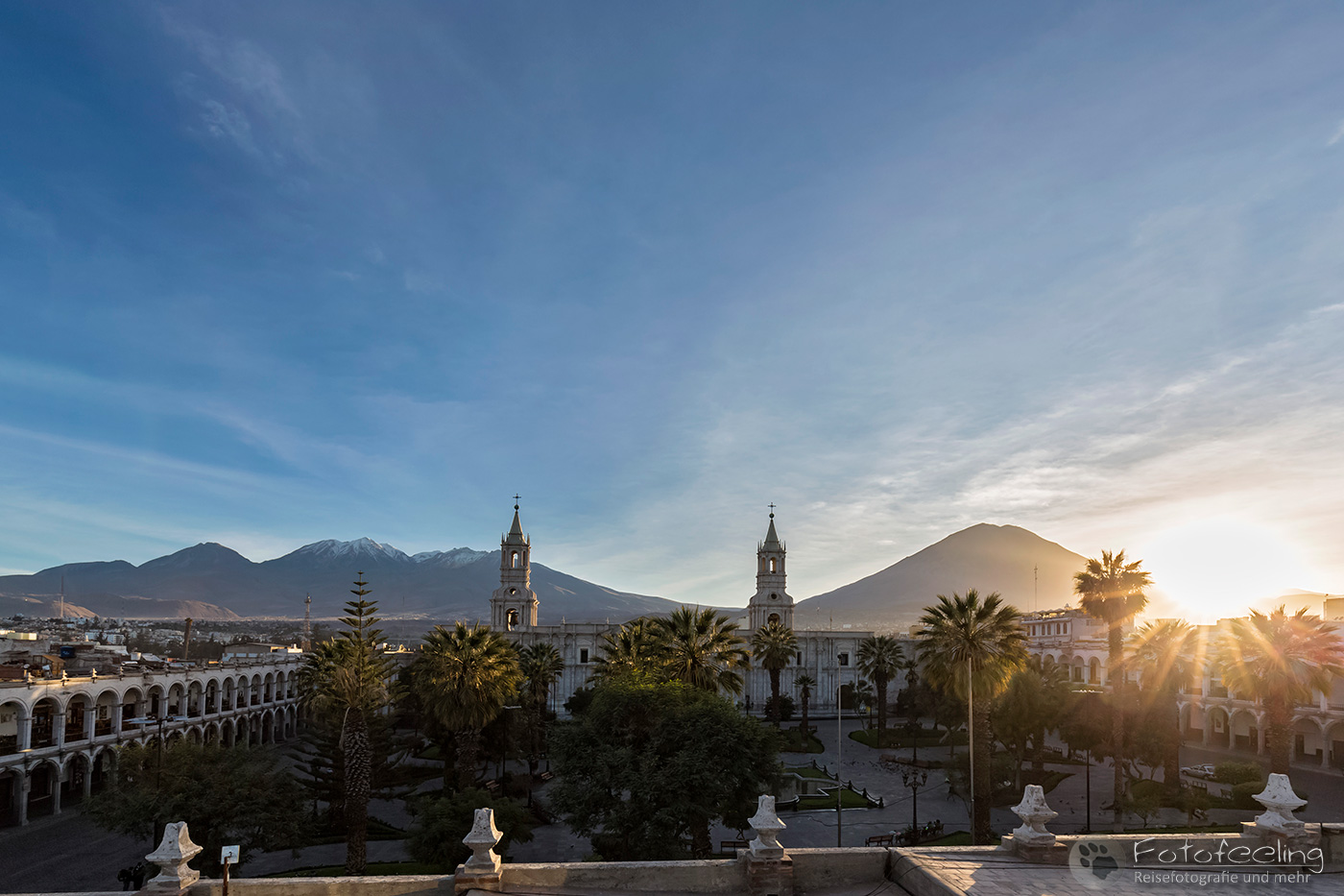 Cathedrale von Arequipa, (Catedral de Arequipa), Plaza de Armas, Sonnenaufgang