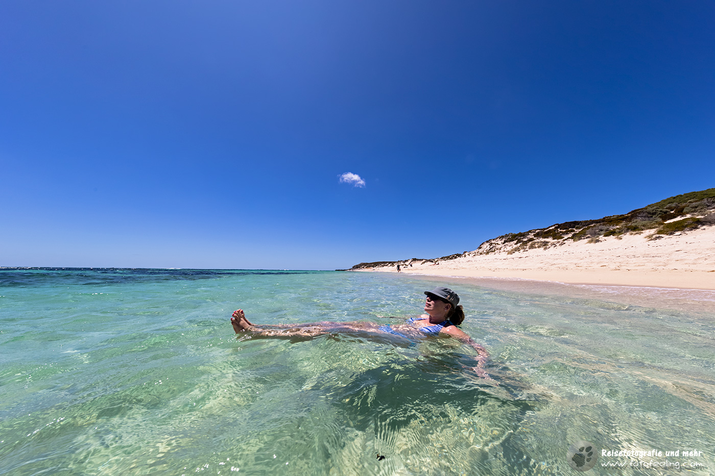 Kurze Badepause am tollen Ricey Beach, Rottnest Island, Australien