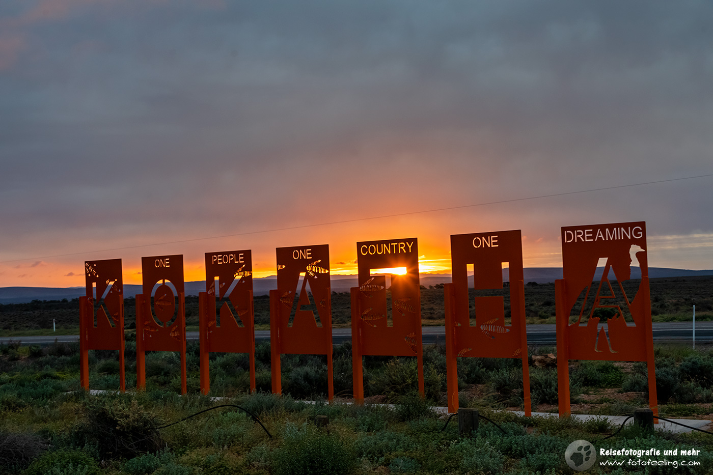 Sonnenaufgang an der Ranges View Rest Area, South Australia, Australien
