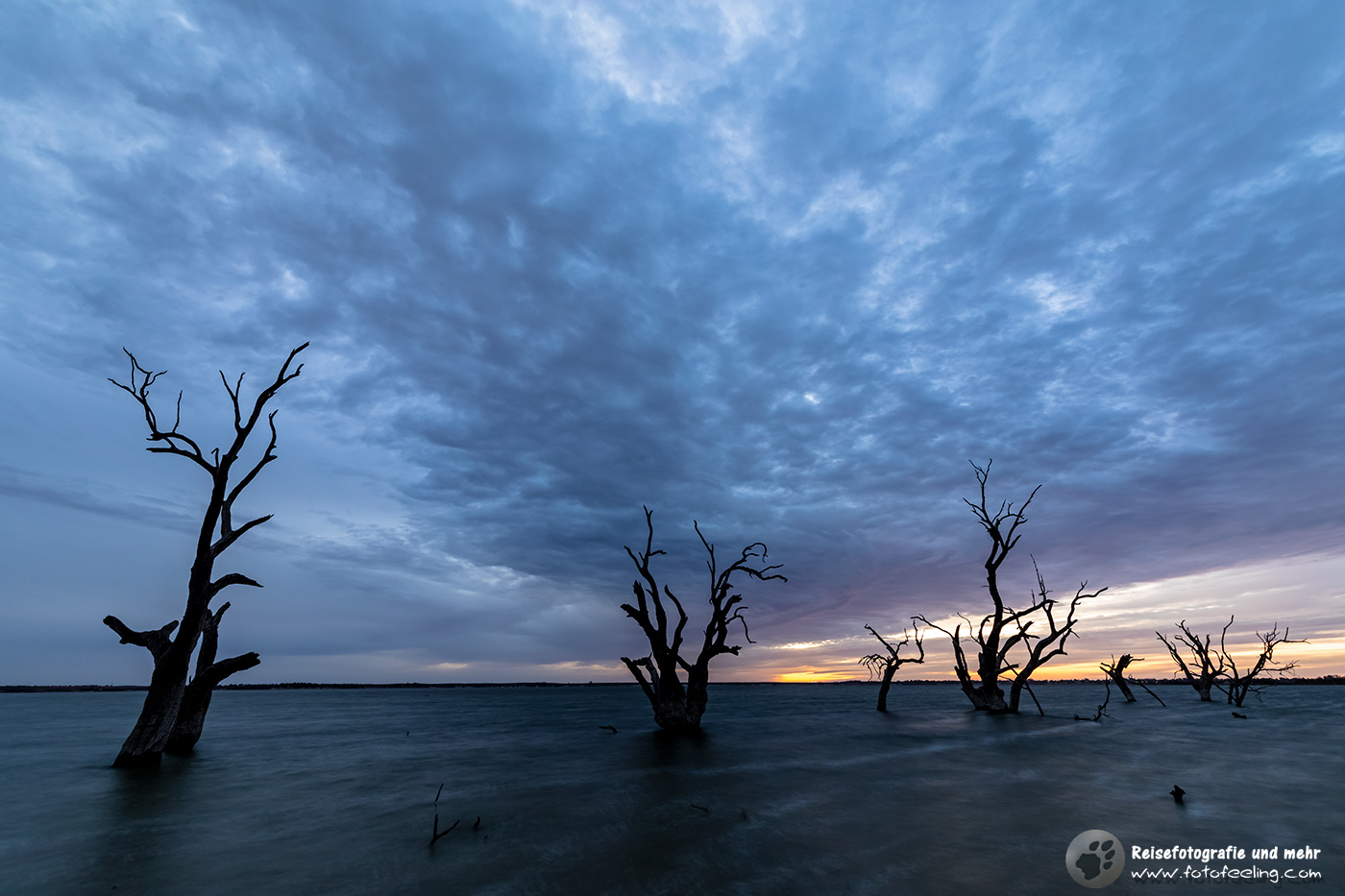 Sonnenaufgang am Lake Bonney , Riverland, South Australia, Australien