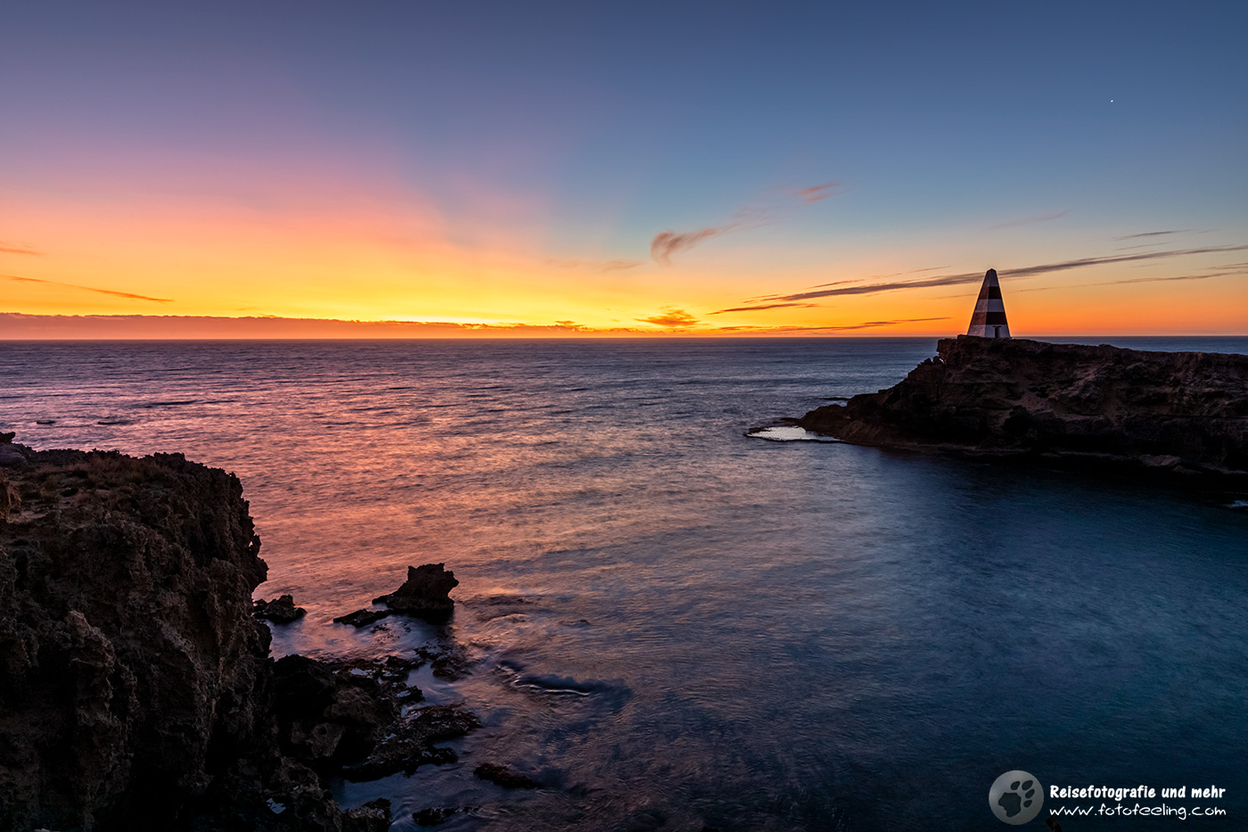 Sonnenuntergang am Robe Obelisk, South Australia, Australien