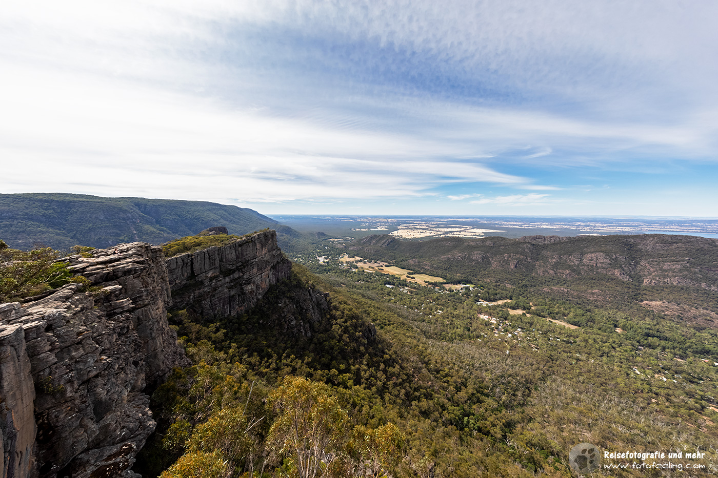 Aussicht vom Pinnacle Lookout auf Halls Gap, Grampians Nationalpark, Victoria, Australien
