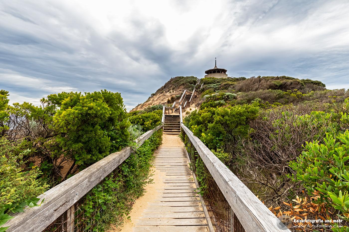 Treppe zum Coppins Lookout, Back Beach, Port Sea, Victoria, Australien