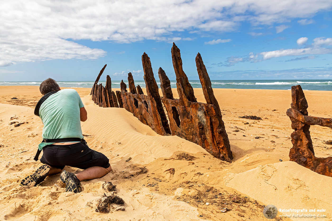 Chris am Trinculo Ship Wreck, The Wreck Beach, Victoria, Australien