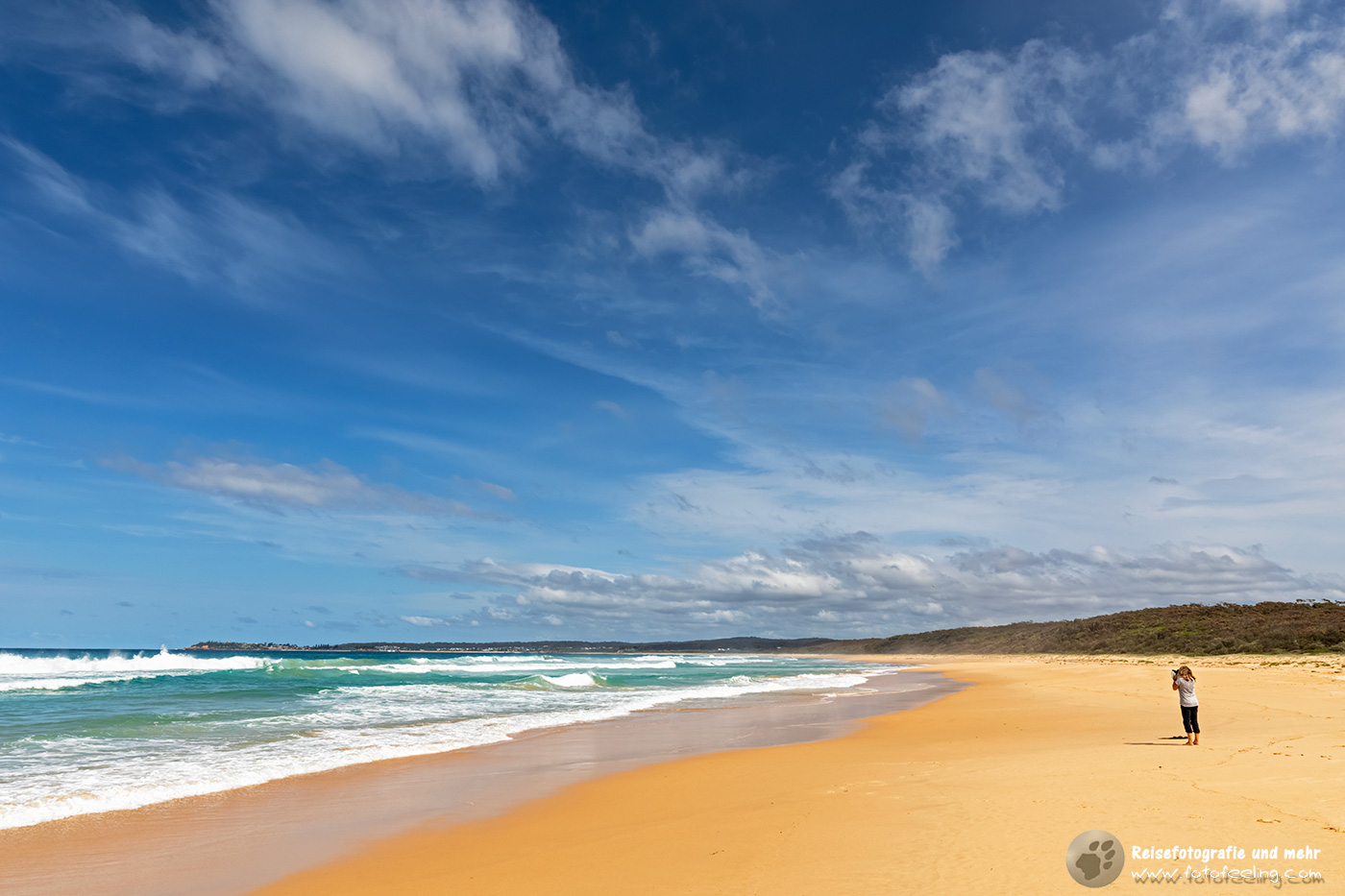 Andrea am Camel Rock Beach, New South Wales, Australien