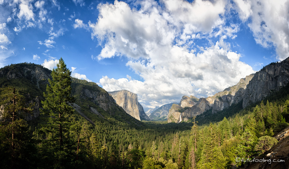 Tunnel View -  El Capitan, Bridalveil Falls und Half Dome, Yosemite Nationalpark