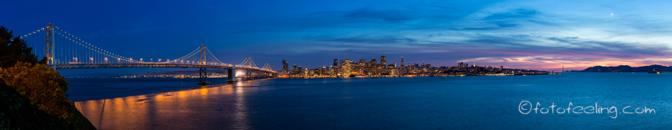 San Francisco-Oakland Bay Bridge - San Francisco Skyline - Golden Gate Bridge - Insel Alcatraz, San Francisco, Kalifornien, Amerika
