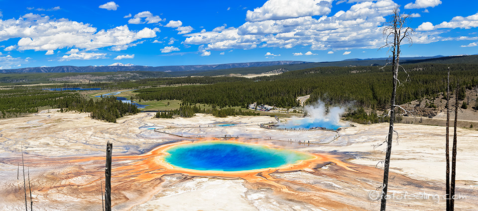 Grand Prismatic Spring, Lower Geyser Basin, Midway Geyser Basin, Yellowstone Nationalpark, Wyoming, Amerika