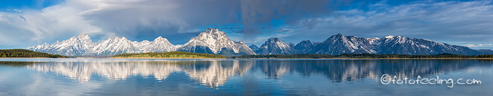 Jackson Lake mit Teton Range und Mount Moran, Grand Teton Nationalpark, Wyoming, Amerika